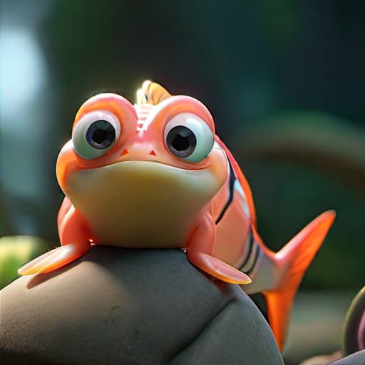  pixar character ,pixar style, funny creature from parallel reality, (best quality), (masterpiece), (best lighting), (high detailed skin:1.0),( detailed eyes), 8k uhd, dslr, soft lighting, best quality, film grain, Fujifilm XT3, crazy salmon fish hyperrealistic, full body, detailed clothing, highly detailed, cinematic lighting, stunningly beautiful, intricate, sharp focus, f/1. 8, 85mm, (centered image composition), (professionally color graded), ((bright soft diffused light)), volumetric fog, trending on instagram, trending on tumblr, HDR 4K, 8K