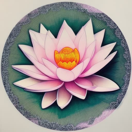  Image of 1 white transparency lotus flower in heaven with serenity tone and holy spirituality mood