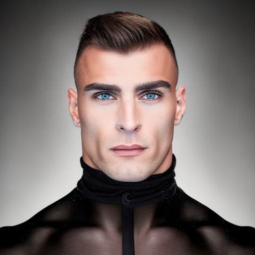 portrait+ style Russian queer gymnast blonde hunk dilf dude face