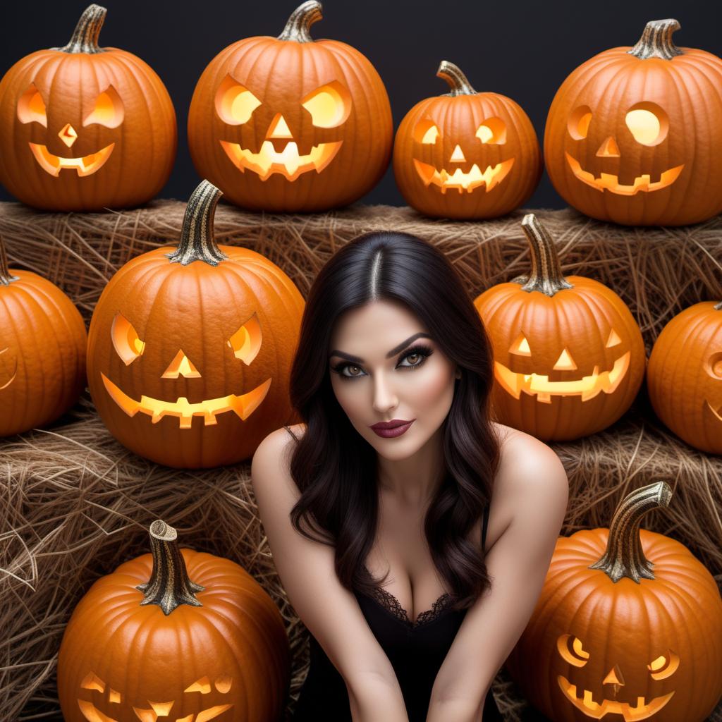  Draw the name 'Amy' with the letters A, M, Y, each one surrounded by Halloween pumpkins. The pumpkins should have various spooky and fun expressions, with some having carved faces and others decorated with typical Halloween styles. The background should be dark and spooky to give a Halloween vibe. hyperrealistic, full body, detailed clothing, highly detailed, cinematic lighting, stunningly beautiful, intricate, sharp focus, f/1. 8, 85mm, (centered image composition), (professionally color graded), ((bright soft diffused light)), volumetric fog, trending on instagram, trending on tumblr, HDR 4K, 8K