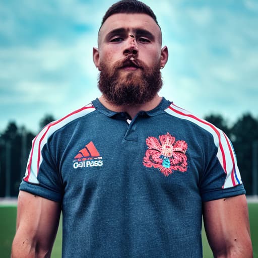 portrait+ style Russian queer rugby player brunette hunk dilf dude face