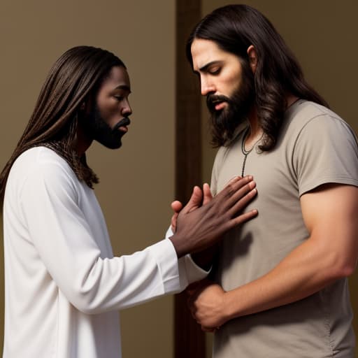  Picture of Jesus Christ praying with an African American Make