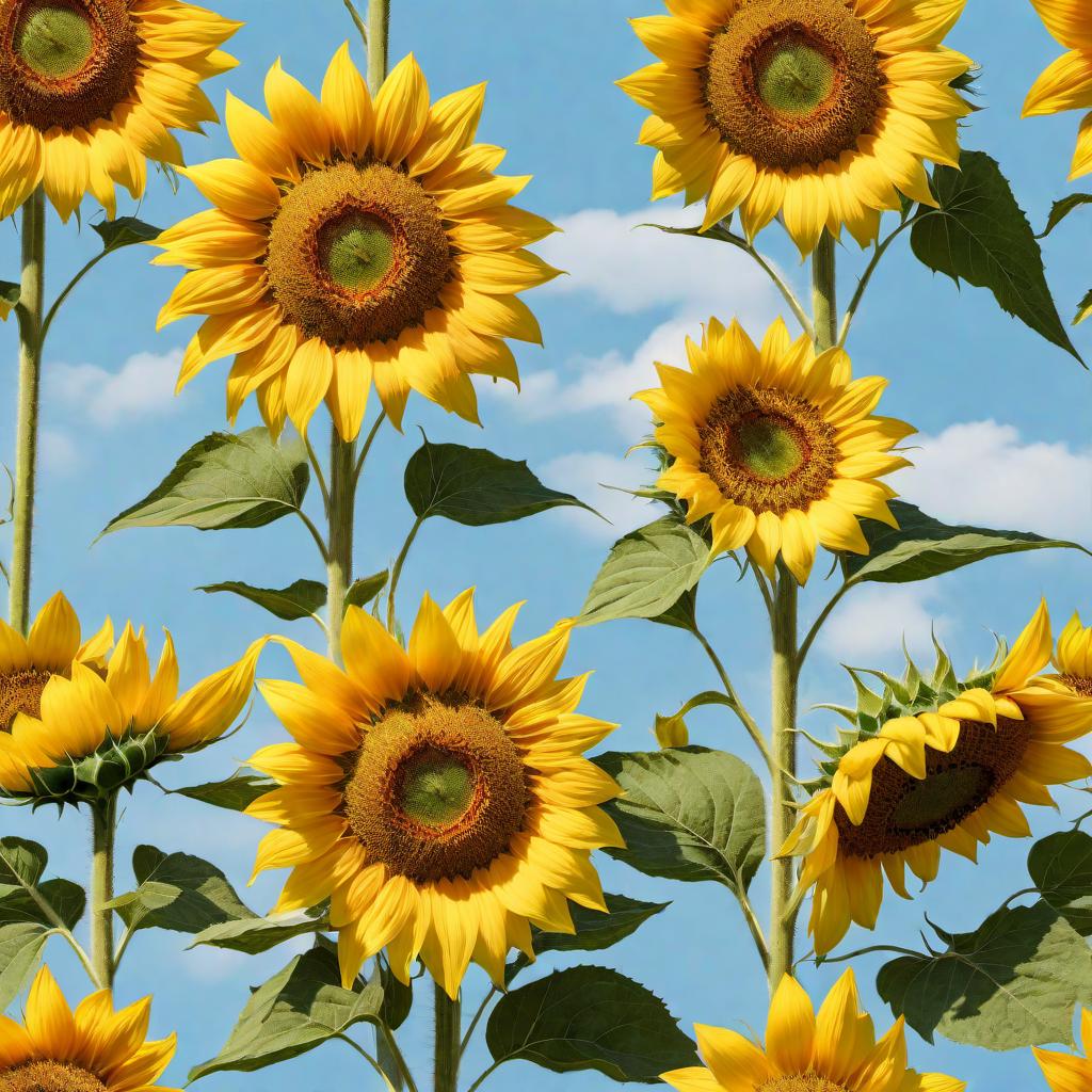  A beautiful close-up image of a single sunflower with vibrant yellow petals. The flower should be centered, and the name 'Berlinda's Sunflower' should be elegantly integrated into the image in a cursive font. The background should be simple, with a light blue sky to highlight the bright colors of the sunflower and the name. hyperrealistic, full body, detailed clothing, highly detailed, cinematic lighting, stunningly beautiful, intricate, sharp focus, f/1. 8, 85mm, (centered image composition), (professionally color graded), ((bright soft diffused light)), volumetric fog, trending on instagram, trending on tumblr, HDR 4K, 8K