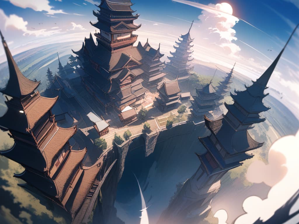  The sea of ​​clouds, high mountains, decayed Japanese castles, weathered castles, sunrise, sun rays, lens flare, flare ghosts, blur, wide painting angle, very wide painting angle, no human, no human light, dark shadow, masterpiece, best quality,8k,ultra detailed,high resolution,an extremely delicate and beautiful,hyper detail