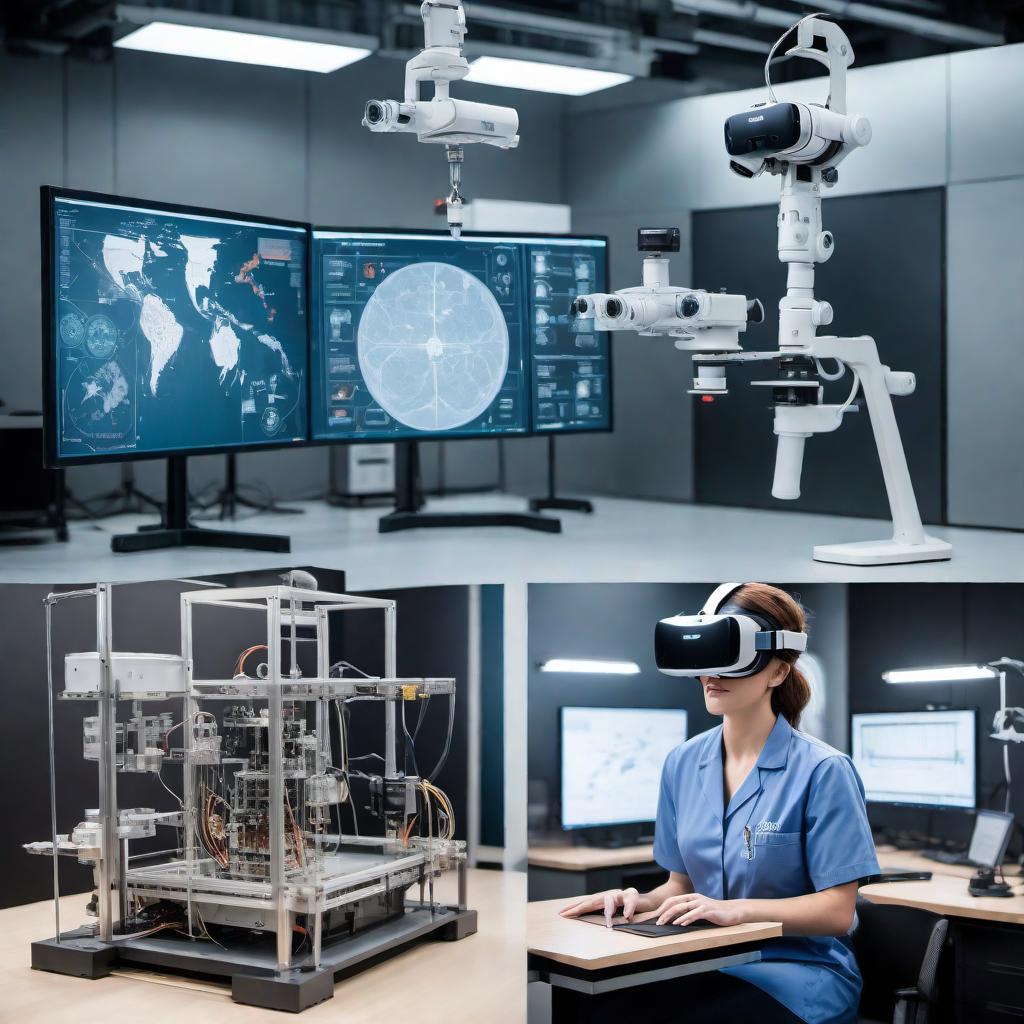  A detailed infographic visualizing the T-E-A initiative's various components: 1. **Advanced Science Labs**: - **Virtual Dissections and Medical Simulations**: - Detailed Biology Simulations: A virtual dissecting table with a frog and human cadaver. - Medical Training Simulations: Students using VR headsets, performing surgery. - **Physics and Engineering Experiments**: - Interactive Physics Labs: Students conducting virtual experiments on fluid dynamics and electromagnetism. - 3D Engineering Design: Students using VR with 3D CAD models. 2. **Market-Aligned Training and Global Fellowships**: - **Strategic Leadership Training**: - Crisis Simulations: Students in a crisis control room. - Scenario-Based Learning: Professionals  hyperrealistic, full body, detailed clothing, highly detailed, cinematic lighting, stunningly beautiful, intricate, sharp focus, f/1. 8, 85mm, (centered image composition), (professionally color graded), ((bright soft diffused light)), volumetric fog, trending on instagram, trending on tumblr, HDR 4K, 8K