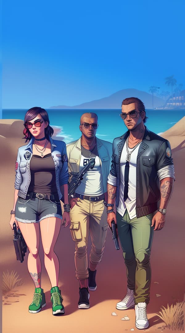  gtav style, (best quality), ((artwork-gta5 heavily stylized)), poster design, detailed, highly detailed, sunglasses, masterpiece, highres