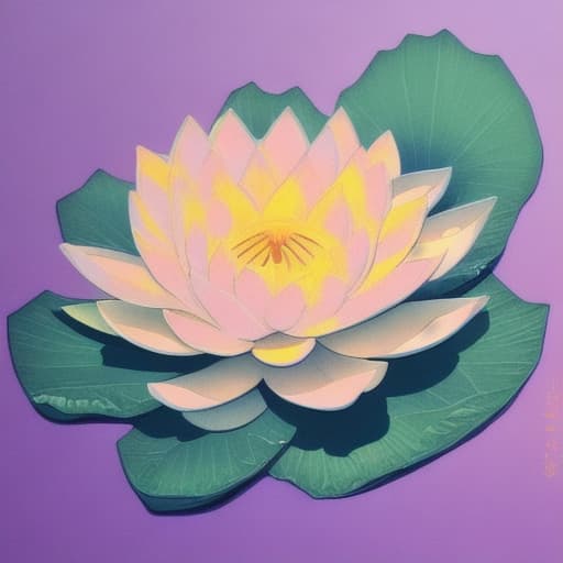  Image of 1 white lotus flower in heaven with serenity tone and holy spirituality mood create overall image in very lovely pastel palette