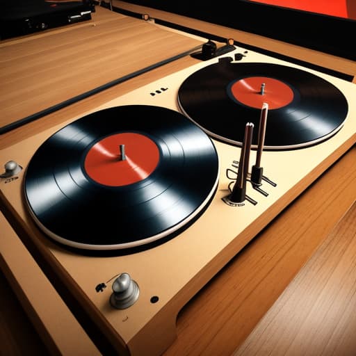  Mixer, decks, vinyls, 2d image