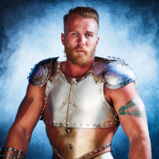 portrait+ style UK gladiators queer blonde hunk dude face