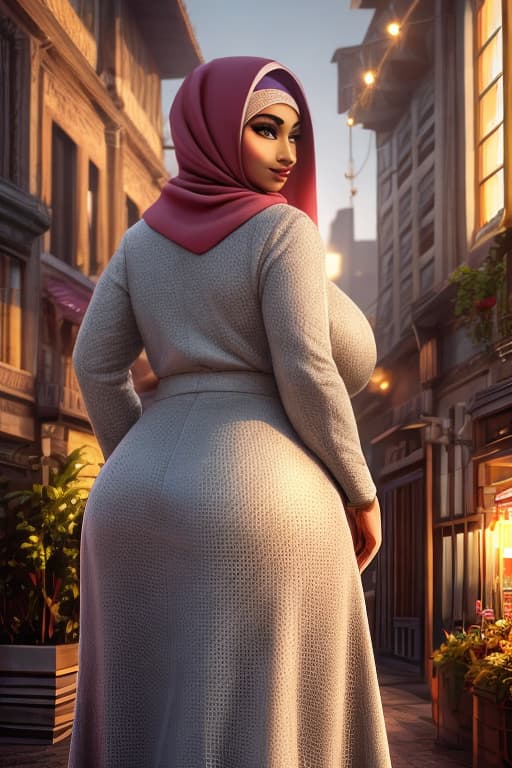  Fat ass Black hijabi woman with huge titties wearing soft dress hyperrealistic, full body, detailed clothing, highly detailed, cinematic lighting, stunningly beautiful, intricate, sharp focus, f/1. 8, 85mm, (centered image composition), (professionally color graded), ((bright soft diffused light)), volumetric fog, trending on instagram, trending on tumblr, HDR 4K, 8K