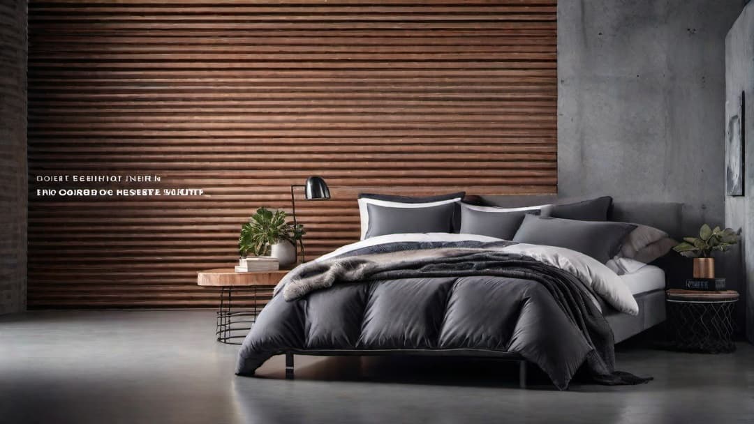  Create an image of a Modern Industrial Bedroom featuring an Industrial Bed Frame and Industrial Headboard. The room should have concrete walls, an exposed brick wall behind the bed, and incorporate dark hues and metal accents. Add soft textiles like a plush duvet and cozy rugs to soften the look. Include pendant lights and metal bedside tables to enhance the Industrial Bedroom Decor. hyperrealistic, full body, detailed clothing, highly detailed, cinematic lighting, stunningly beautiful, intricate, sharp focus, f/1. 8, 85mm, (centered image composition), (professionally color graded), ((bright soft diffused light)), volumetric fog, trending on instagram, trending on tumblr, HDR 4K, 8K