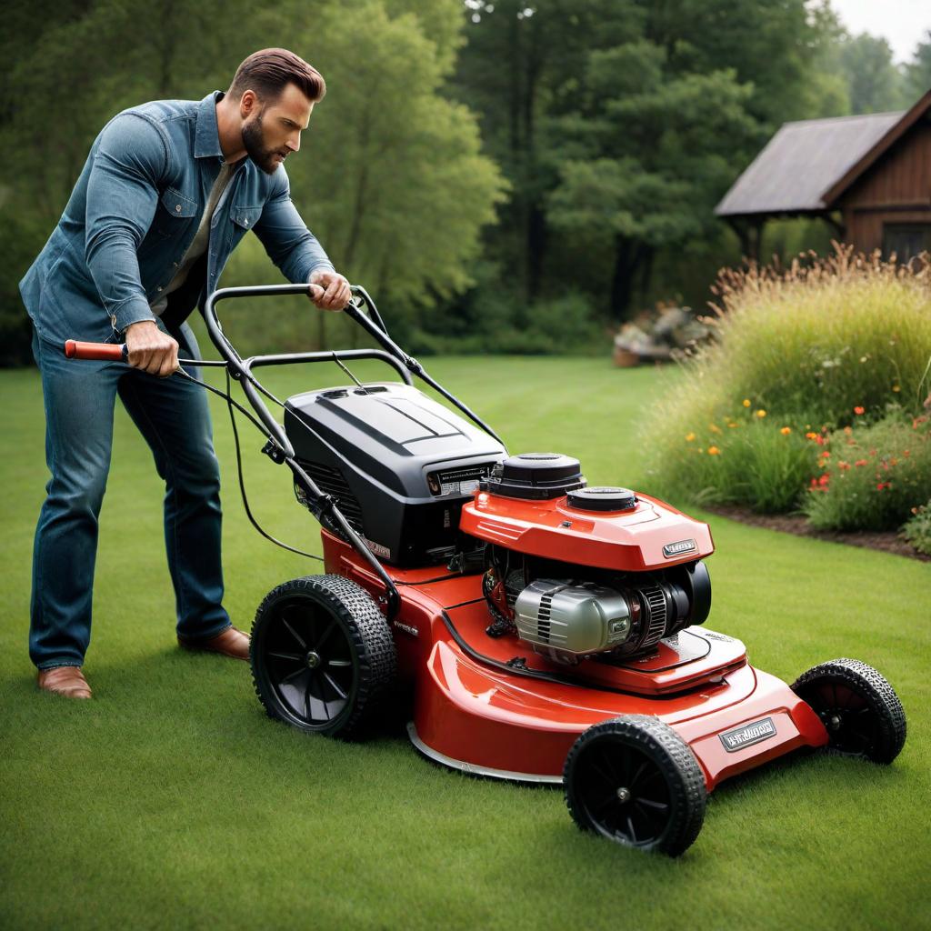  Step-by-step instructions on how to turn a lawn mower into a generator hyperrealistic, full body, detailed clothing, highly detailed, cinematic lighting, stunningly beautiful, intricate, sharp focus, f/1. 8, 85mm, (centered image composition), (professionally color graded), ((bright soft diffused light)), volumetric fog, trending on instagram, trending on tumblr, HDR 4K, 8K