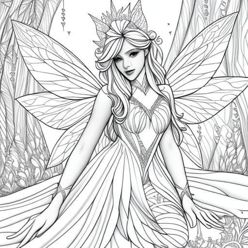  Black s white coloring book fairy