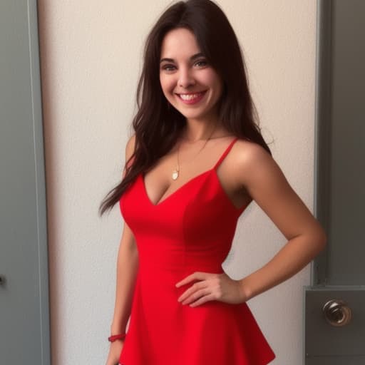   smile in Red short dress s on a 