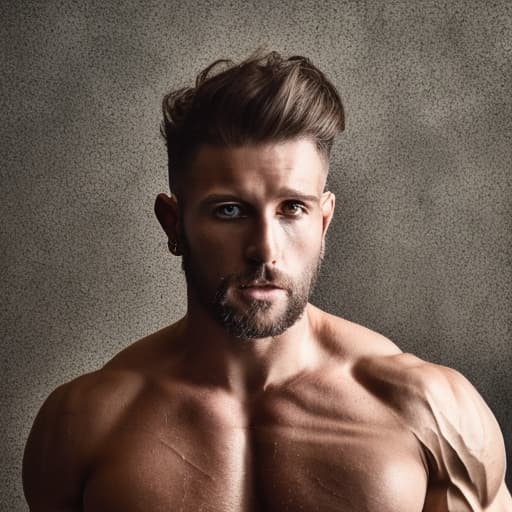 portrait+ style Russian queer fitness model brunette hunk dilf dude face