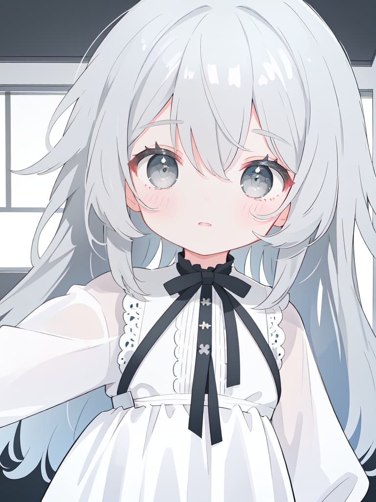  A cute girl with gray hairA cute girl with gray ha, masterpiece, best quality,8k,ultra detailed,high resolution,an extremely delicate and beautiful,hyper detail