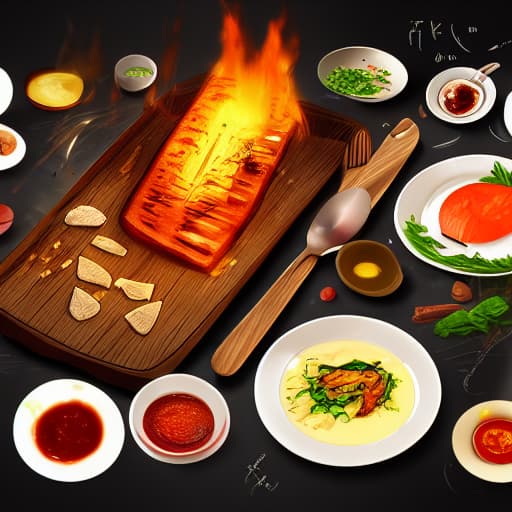  Ingredients grilled over wood flame on plate