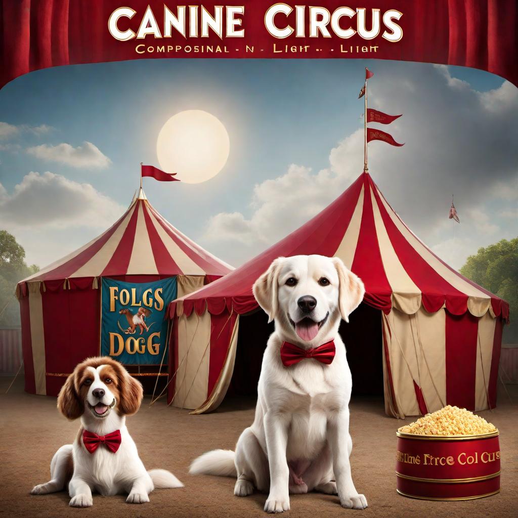  Create a logo for Canine Circus Dog Circus. The logo should be colorful and playful, incorporating elements like dogs, circus tents, and fun circus props. Use bold and playful fonts to make it eye-catching and appealing for a family-friendly audience. hyperrealistic, full body, detailed clothing, highly detailed, cinematic lighting, stunningly beautiful, intricate, sharp focus, f/1. 8, 85mm, (centered image composition), (professionally color graded), ((bright soft diffused light)), volumetric fog, trending on instagram, trending on tumblr, HDR 4K, 8K