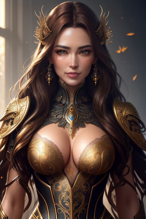  8k portrait of beautiful cyborg with brown hair, carmin lips, intricate, elegant, highly detailed, majestic, , smile, long wavy hair, huge , deepest age, digital photography, art by artgerm and ruan jia and greg rutkowski surreal painting gold erfly filigree, broken gl, (masterpiece, sidelighting, finely detailed beautiful eyes: 1.2), hdr, <lora:more details:0.2> hyperrealistic, full body, detailed clothing, highly detailed, cinematic lighting, stunningly beautiful, intricate, sharp focus, f/1. 8, 85mm, (centered image composition), (professionally color graded), ((bright soft diffused light)), volumetric fog, trending on instagram, trending on tumblr, HDR 4K, 8K