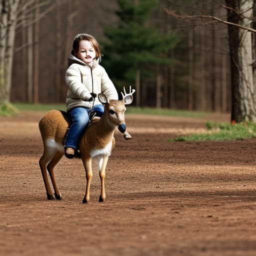  A Child riding on a Deer