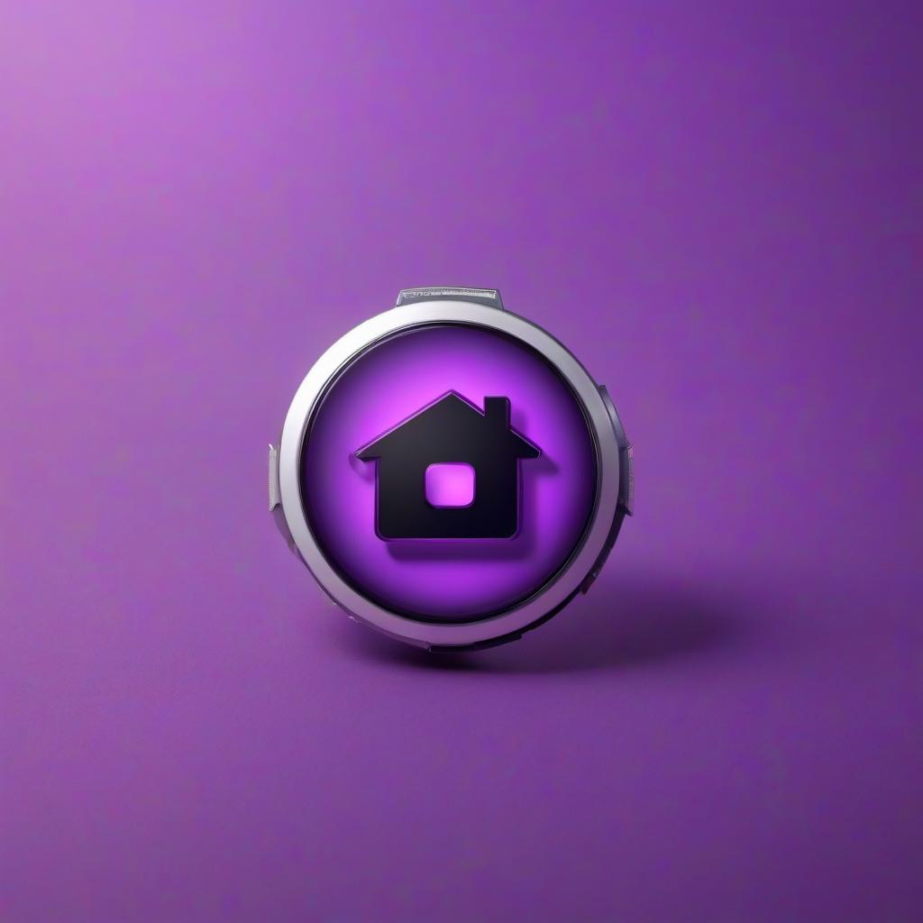  smart home mobile app badge in purple color icon hyperrealistic, full body, detailed clothing, highly detailed, cinematic lighting, stunningly beautiful, intricate, sharp focus, f/1. 8, 85mm, (centered image composition), (professionally color graded), ((bright soft diffused light)), volumetric fog, trending on instagram, trending on tumblr, HDR 4K, 8K