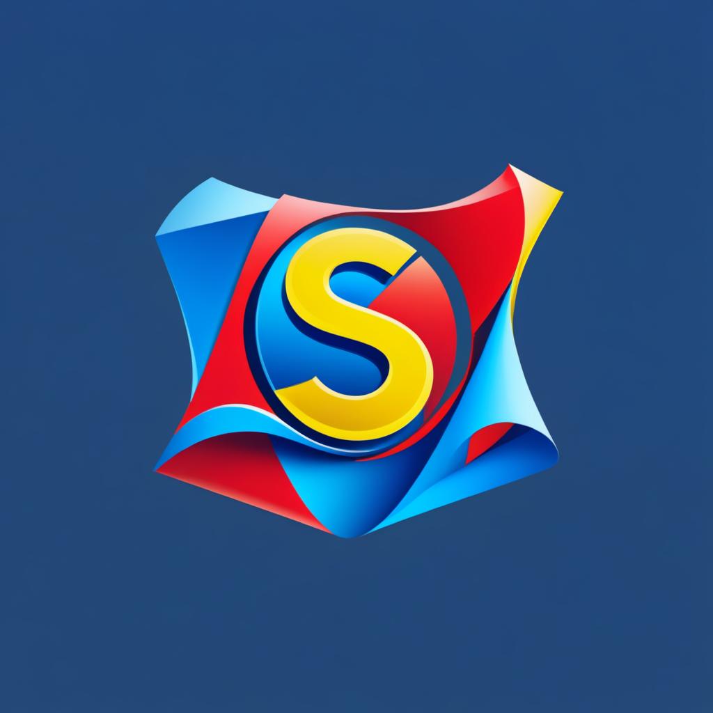  Logo, (surrealism style), Logotipo de una S, de color azul, roja y amarilla