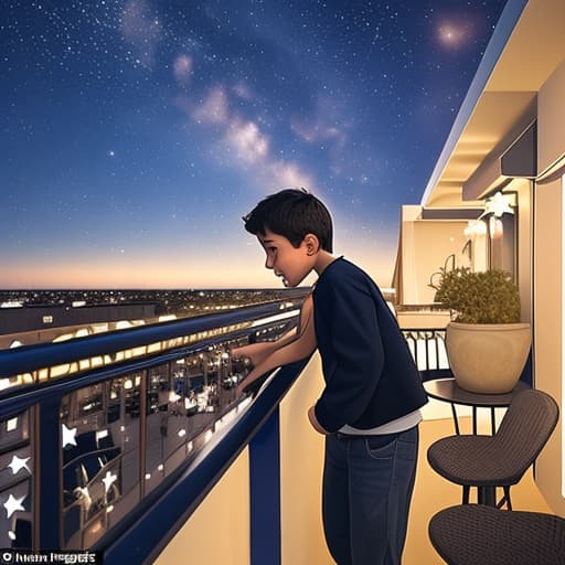  The moment a boy on a terrace saw a star in the sky