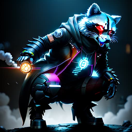  A raccoon hacker tears a bitcoin coin in two halves in a fit of anger, super angry face. An evil grin, energetic, expressively, digital cinematic art, night, screen, digital code, cyberpunk, virtual hyperrealistic, full body, detailed clothing, highly detailed, cinematic lighting, stunningly beautiful, intricate, sharp focus, f/1. 8, 85mm, (centered image composition), (professionally color graded), ((bright soft diffused light)), volumetric fog, trending on instagram, trending on tumblr, HDR 4K, 8K