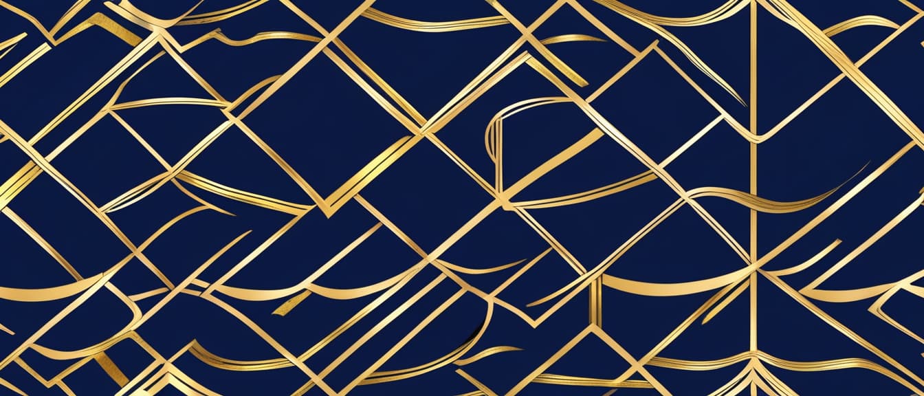  best quality, HD, Abstract seamless luxury dark blue and gold geometric pattern background