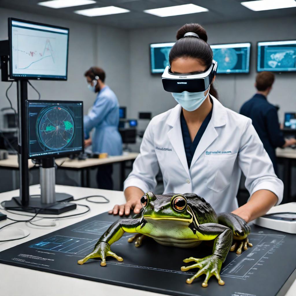  A detailed infographic visualizing the T-E-A initiative's various components. 1. **Advanced Science Labs**: - **Virtual Dissections and Medical Simulations**: - Detailed Biology Simulations: A virtual dissecting table showing a frog and human cadaver. - Medical Training Simulations: Virtual reality headsets with medical students performing surgery. - **Physics and Engineering Experiments**: - Interactive Physics Labs: Virtual lab setup with students conducting fluid dynamics and electromagnetism experiments. - 3D Engineering Design: Students using VR with 3D CAD models. 2. **Market-Aligned Training and Global Fellowships**: - **Strategic Leadership Training**: - Crisis Simulations: Business stude hyperrealistic, full body, detailed clothing, highly detailed, cinematic lighting, stunningly beautiful, intricate, sharp focus, f/1. 8, 85mm, (centered image composition), (professionally color graded), ((bright soft diffused light)), volumetric fog, trending on instagram, trending on tumblr, HDR 4K, 8K