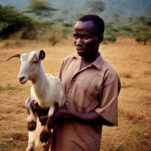 analog style slaughtering a goat in kondoa village in Tanzania