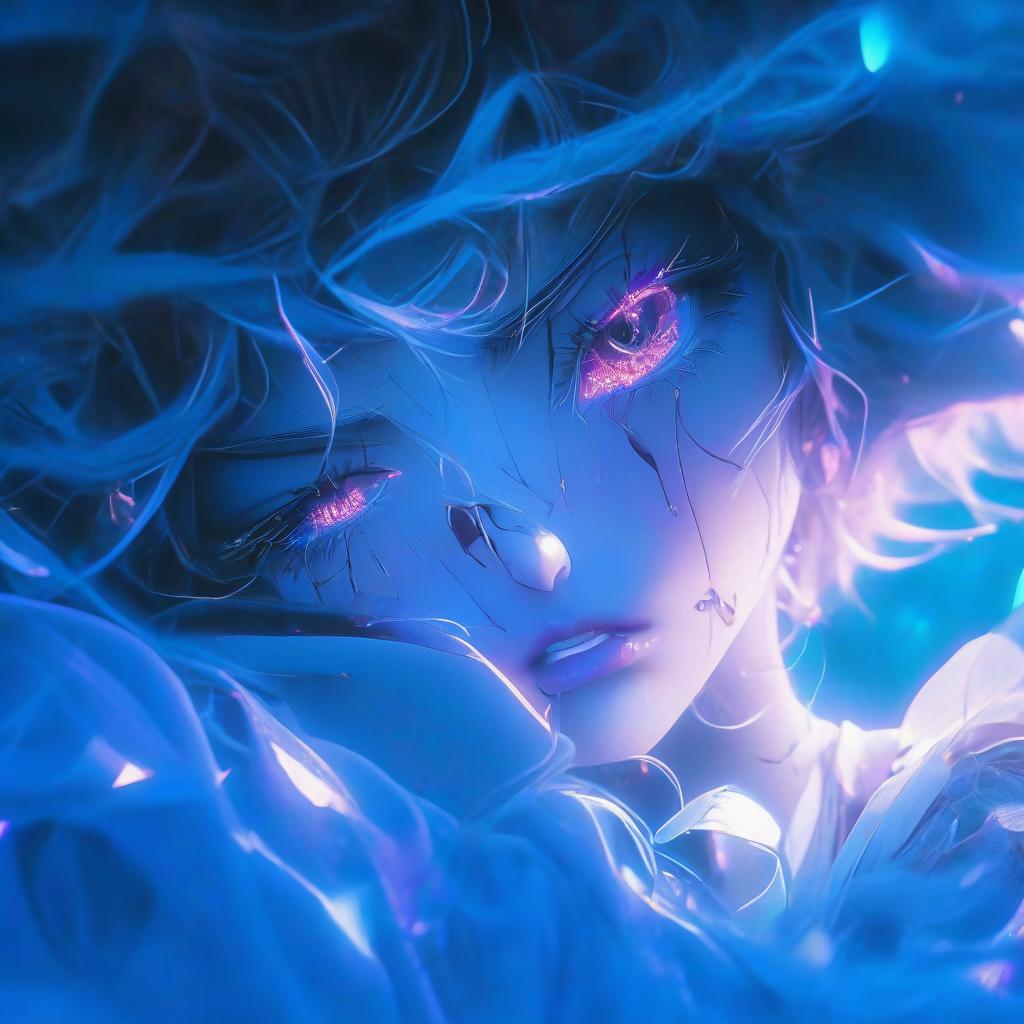  Crying anime girl, broken heart, glitch, violet predominant color. hyperrealistic, full body, detailed clothing, highly detailed, cinematic lighting, stunningly beautiful, intricate, sharp focus, f/1. 8, 85mm, (centered image composition), (professionally color graded), ((bright soft diffused light)), volumetric fog, trending on instagram, trending on tumblr, HDR 4K, 8K