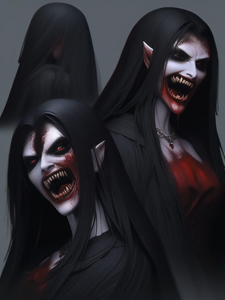  Black straight long hair, White Skin Vampire, Head Tilt, Bloody Saliva, Wide Open Black Eyes, Bloody Lips, Looking Back, Bare Hip , 💩, 💩, 💩, 💩, 💩,, masterpiece, best quality,8k,ultra detailed,high resolution,an extremely delicate and beautiful,hyper detail