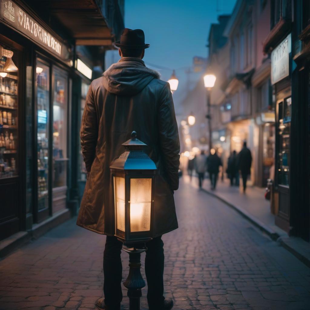  cinematic photo Night, street, lantern, pharmacy . 35mm photograph, film, bokeh, professional, 4k, highly detailed hyperrealistic, full body, detailed clothing, highly detailed, cinematic lighting, stunningly beautiful, intricate, sharp focus, f/1. 8, 85mm, (centered image composition), (professionally color graded), ((bright soft diffused light)), volumetric fog, trending on instagram, trending on tumblr, HDR 4K, 8K