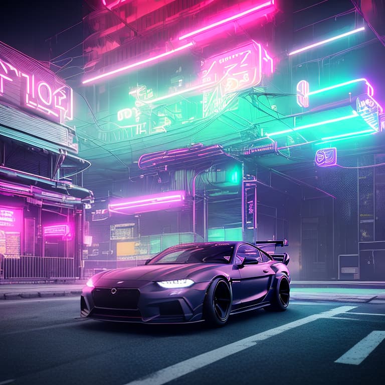 nvinkpunk Car, moon, neon lights, retrowave hyperrealistic, full body, detailed clothing, highly detailed, cinematic lighting, stunningly beautiful, intricate, sharp focus, f/1. 8, 85mm, (centered image composition), (professionally color graded), ((bright soft diffused light)), volumetric fog, trending on instagram, trending on tumblr, HDR 4K, 8K