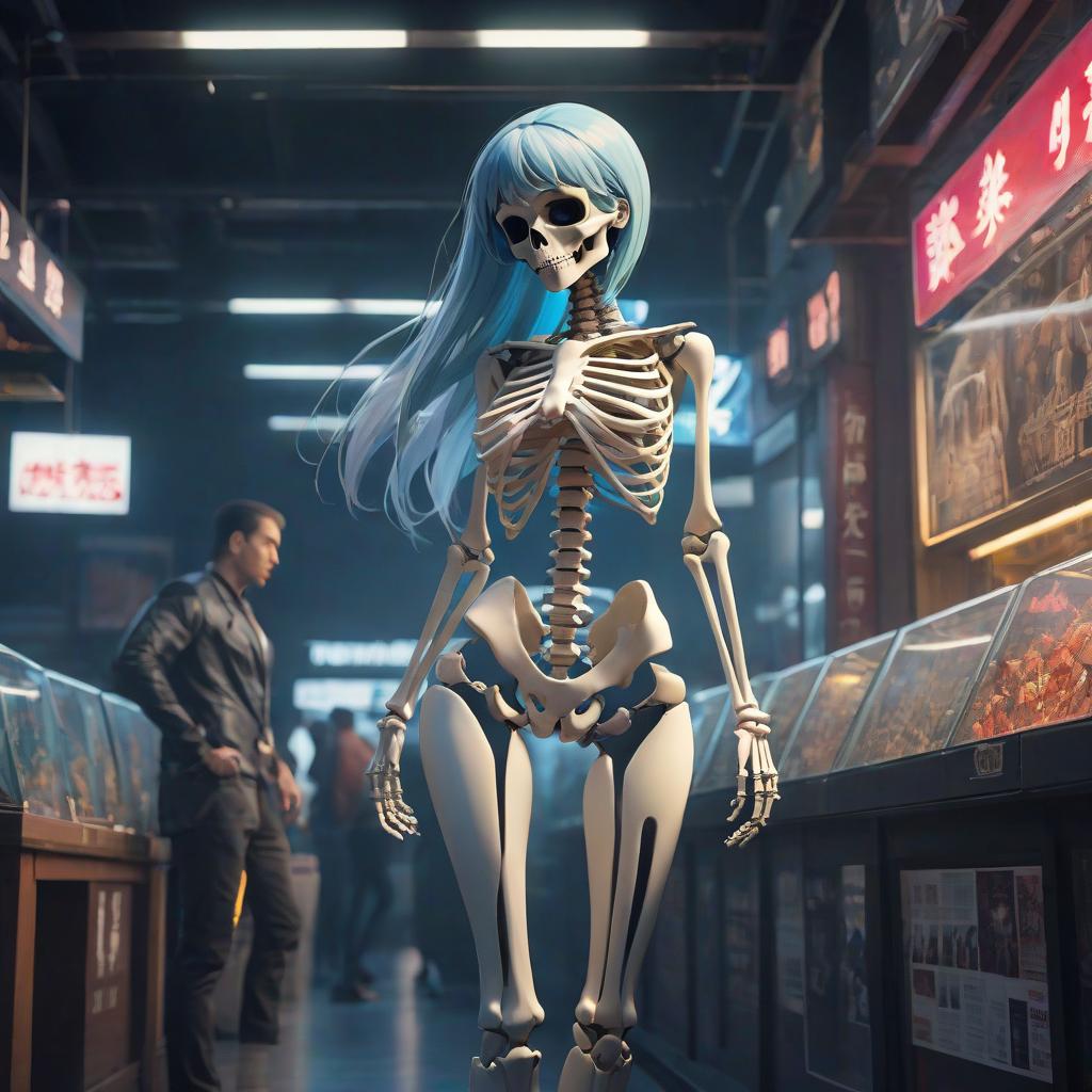  manga style Girl Strikeball Skeleton . vibrant, high energy, detailed, iconic, Japanese comic style hyperrealistic, full body, detailed clothing, highly detailed, cinematic lighting, stunningly beautiful, intricate, sharp focus, f/1. 8, 85mm, (centered image composition), (professionally color graded), ((bright soft diffused light)), volumetric fog, trending on instagram, trending on tumblr, HDR 4K, 8K