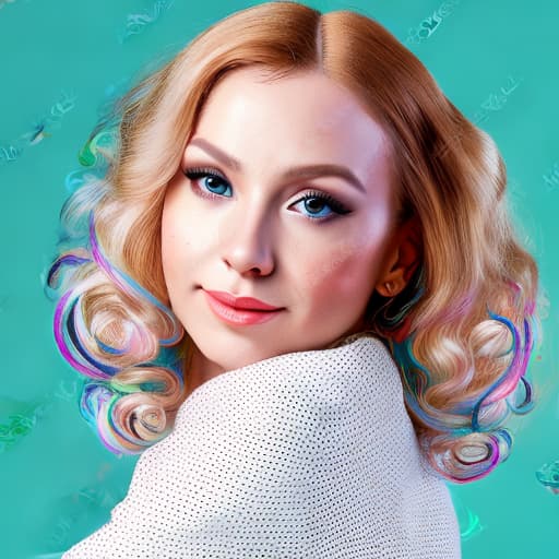 portrait+ style Russian queer TV host blonde female face