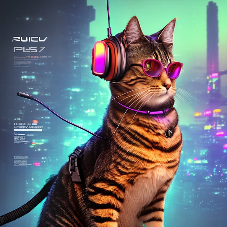 nvinkpunk Realistic image of a cat wearing headphones and reading glasses while riding a bus hyperrealistic, full body, detailed clothing, highly detailed, cinematic lighting, stunningly beautiful, intricate, sharp focus, f/1. 8, 85mm, (centered image composition), (professionally color graded), ((bright soft diffused light)), volumetric fog, trending on instagram, trending on tumblr, HDR 4K, 8K