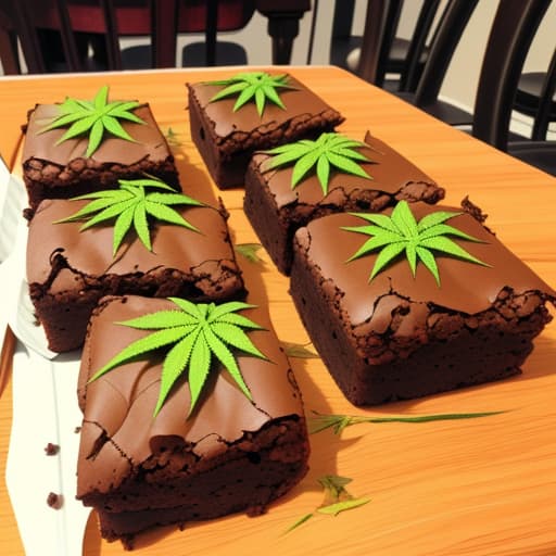  Real weed brownies on a table