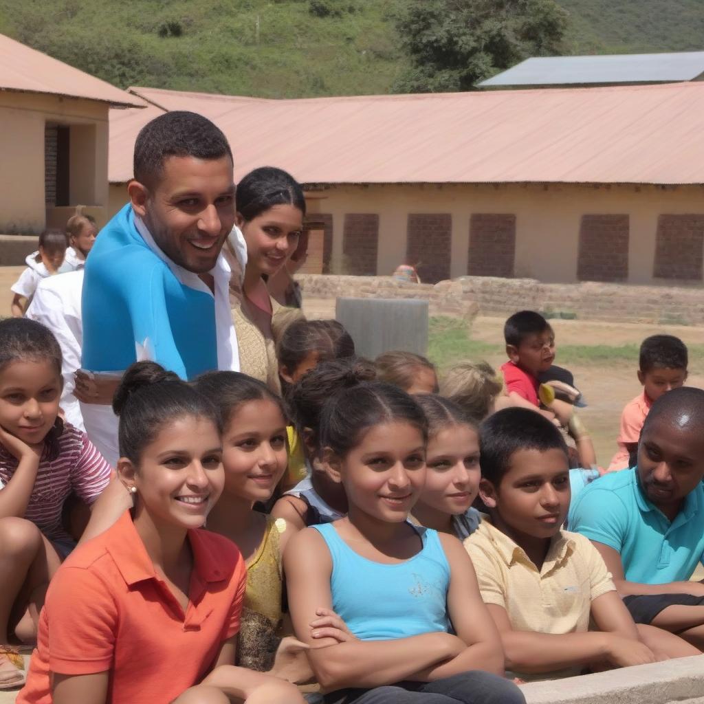  A man sits at school, in grade 1 with children