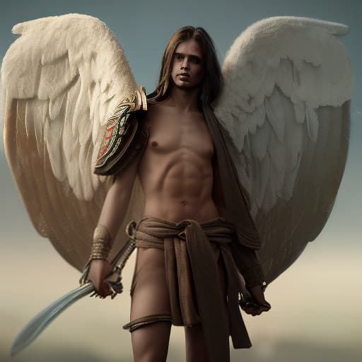 redshift style A Heavenly Angel Warrior in a wilderness is baptized by the fire of God but is not consumed being consumed.