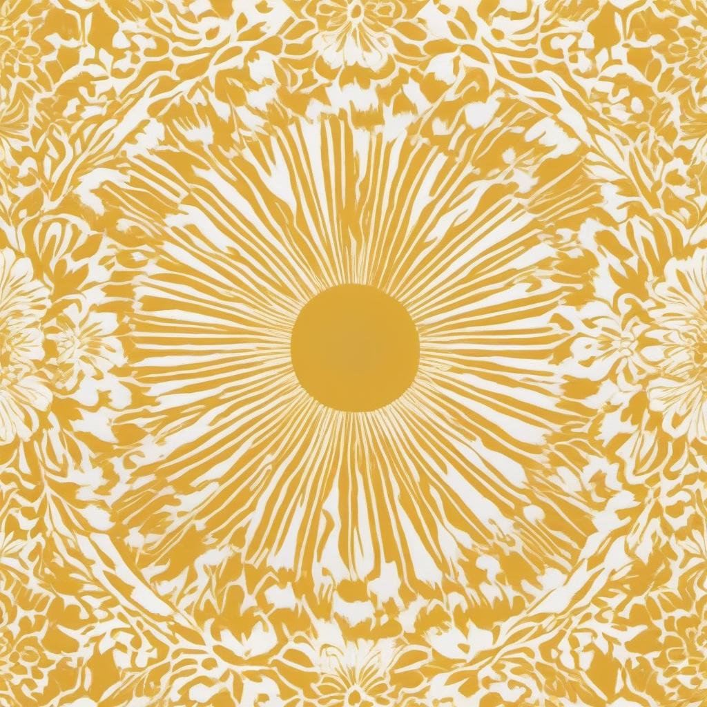  Draw a picture, white texture paste, gilding, the golden sun with rounded rays, similar to art deco.