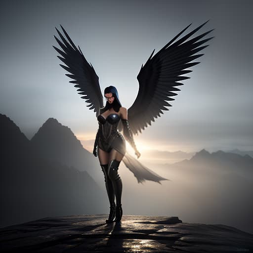  girl dark angel 4k 2u, adventurous , wild , captivating , by David Yarrow, Nick Brandt, Art Wolfe, Paul Nicklen, Joel Sartore hyperrealistic, full body, detailed clothing, highly detailed, cinematic lighting, stunningly beautiful, intricate, sharp focus, f/1. 8, 85mm, (centered image composition), (professionally color graded), ((bright soft diffused light)), volumetric fog, trending on instagram, trending on tumblr, HDR 4K, 8K