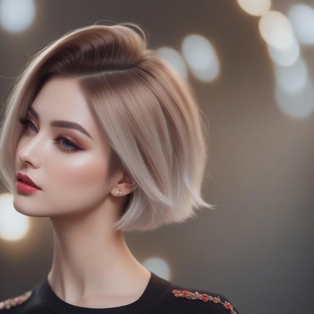  A beautiful girl with a modern haircut.Realism hyperrealistic, full body, detailed clothing, highly detailed, cinematic lighting, stunningly beautiful, intricate, sharp focus, f/1. 8, 85mm, (centered image composition), (professionally color graded), ((bright soft diffused light)), volumetric fog, trending on instagram, trending on tumblr, HDR 4K, 8K