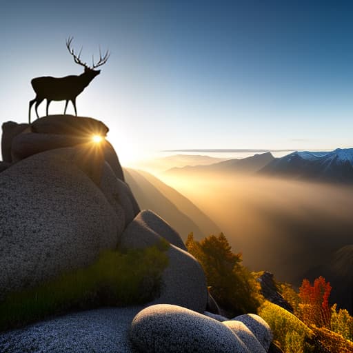 dvarchmodern The elk climbs on a rock in front of the mountains and the northern lights., (logo:1.3), vector graphics, brand, design, inspired, (straight:1.3), (symmetrical:0.4) hyperrealistic, full body, detailed clothing, highly detailed, cinematic lighting, stunningly beautiful, intricate, sharp focus, f/1. 8, 85mm, (centered image composition), (professionally color graded), ((bright soft diffused light)), volumetric fog, trending on instagram, trending on tumblr, HDR 4K, 8K