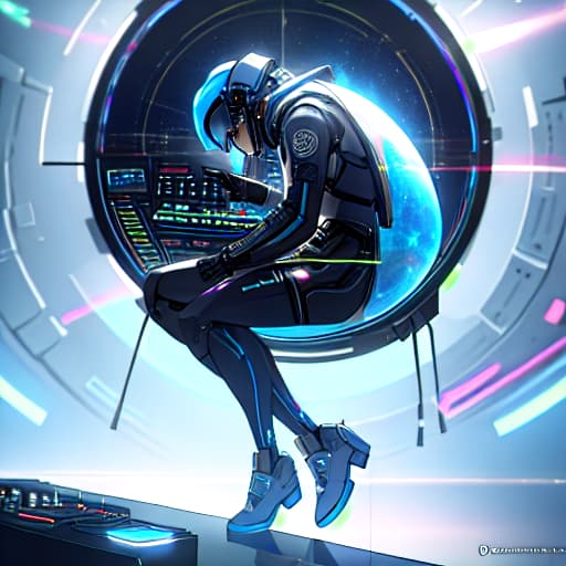  (Galactic dj making beats on a spaceship), anime, highly detailed, 4k, high quality, trending on art station hyperrealistic, full body, detailed clothing, highly detailed, cinematic lighting, stunningly beautiful, intricate, sharp focus, f/1. 8, 85mm, (centered image composition), (professionally color graded), ((bright soft diffused light)), volumetric fog, trending on instagram, trending on tumblr, HDR 4K, 8K