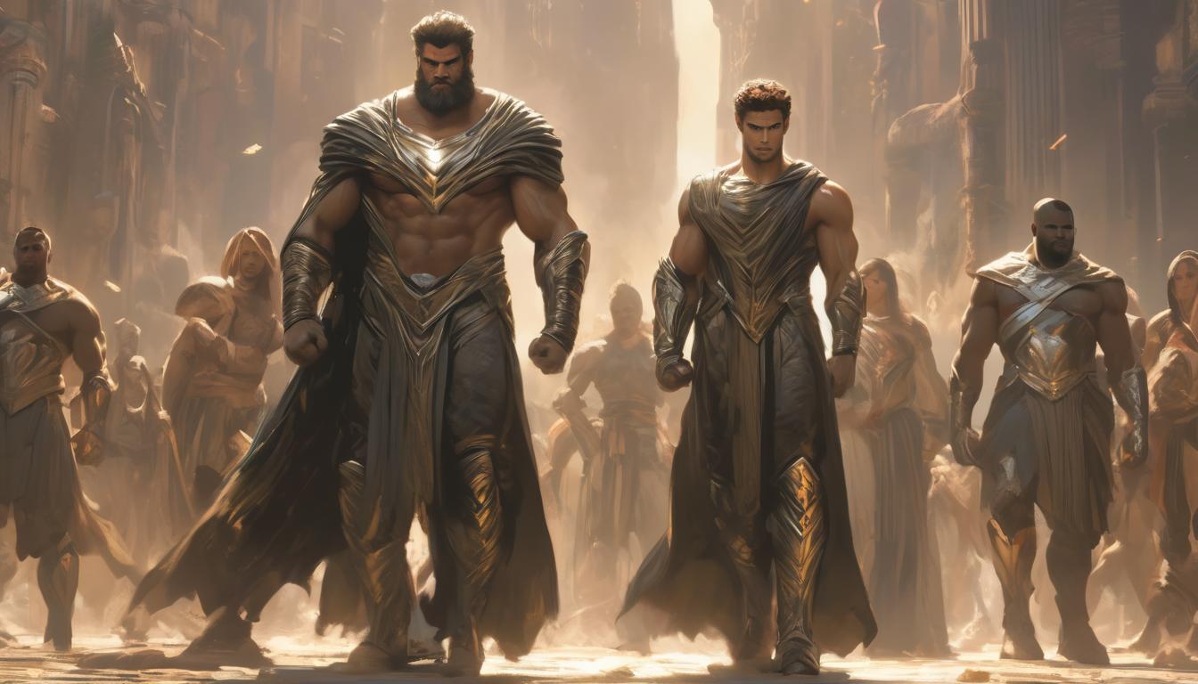  hyperrealism,fantasy aestheticGenerations inspired by Hercules, shown in various settings and eras, people rising against odds, ripple effect of bravery, timeless inspiration, courageous legacy, high tech clothing clad in sleek, futuristic costume with metallic accents and form fitting designs, marvel superhero comics style, unreal engine rendering