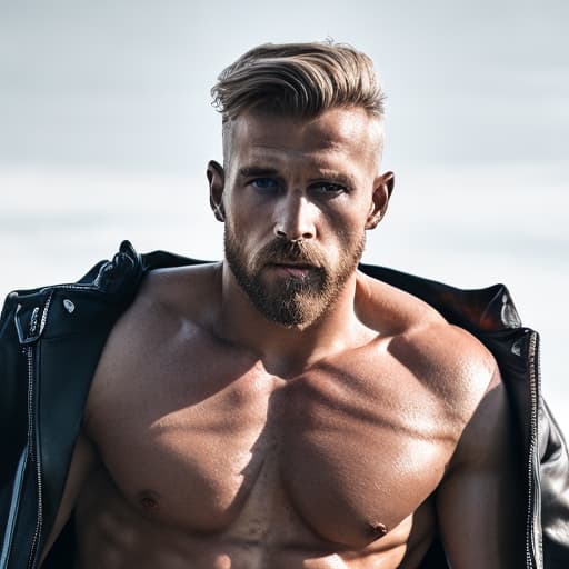 portrait+ style Russian queer fitness model blonde hunk dilf dude face