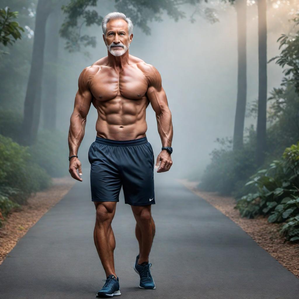  Create a 30-day pictorial exercise plan for a 60-year-old male to reduce stomach fat and improve overall fitness. Include a variety of exercises such as cardio, strength training, and flexibility exercises tailored for his age and fitness level. The plan should be visually appealing and easy to follow. hyperrealistic, full body, detailed clothing, highly detailed, cinematic lighting, stunningly beautiful, intricate, sharp focus, f/1. 8, 85mm, (centered image composition), (professionally color graded), ((bright soft diffused light)), volumetric fog, trending on instagram, trending on tumblr, HDR 4K, 8K