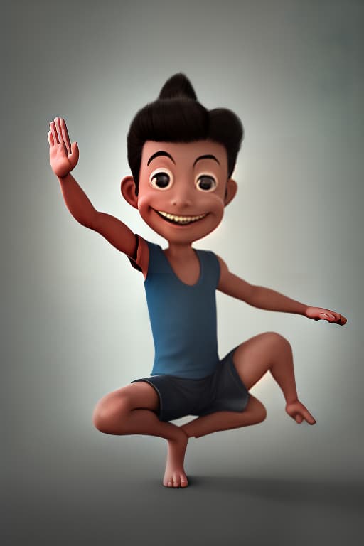 redshift style Cartoon boy doing yoga